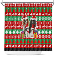 Christmas Dogs Shower Curtain with Santa Hats and Red Green Holiday Pattern - Wonder Print Shop