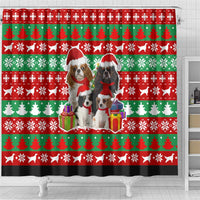 Christmas Dogs Shower Curtain with Santa Hats and Red Green Holiday Pattern - Wonder Print Shop