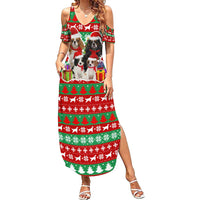 Christmas Dogs Summer Maxi Dress with Santa Hats and Red Green Holiday Pattern - Wonder Print Shop