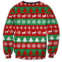 Christmas Dogs Sweatshirt with Santa Hats and Red Green Holiday Pattern - Wonder Print Shop