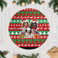 Christmas Dogs Tree Skirt with Santa Hats and Red Green Holiday Pattern - Wonder Print Shop