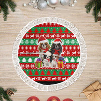 Christmas Dogs Tree Skirt with Santa Hats and Red Green Holiday Pattern - Wonder Print Shop