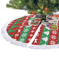 Christmas Dogs Tree Skirt with Santa Hats and Red Green Holiday Pattern - Wonder Print Shop