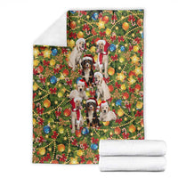 Christmas Dogs Blanket with Santa Hats and Festive Ornament Pattern - Wonder Print Shop
