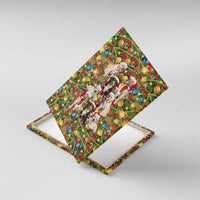 Christmas Dogs Canvas Wall Art with Santa Hats and Festive Ornament Pattern - Wonder Print Shop