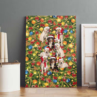 Christmas Dogs Canvas Wall Art with Santa Hats and Festive Ornament Pattern - Wonder Print Shop