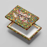 Christmas Dogs Canvas Wall Art with Santa Hats and Festive Ornament Pattern - Wonder Print Shop