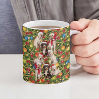 Christmas Dogs Ceramic Mug with Santa Hats and Festive Ornament Pattern - Wonder Print Shop