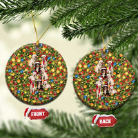 Christmas Dogs Ceramic Ornament with Santa Hats and Festive Ornament Pattern - Wonder Print Shop