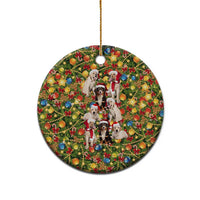 Christmas Dogs Ceramic Ornament with Santa Hats and Festive Ornament Pattern - Wonder Print Shop