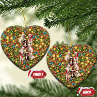 Christmas Dogs Ceramic Ornament with Santa Hats and Festive Ornament Pattern - Wonder Print Shop