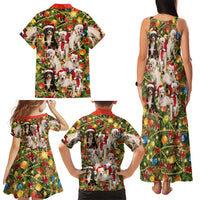 Christmas Dogs Family Matching Tank Maxi Dress and Hawaiian Shirt with Santa Hats and Festive Ornament Pattern - undefined