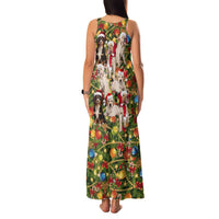 Christmas Dogs Family Matching Tank Maxi Dress and Hawaiian Shirt with Santa Hats and Festive Ornament Pattern - undefined