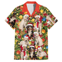 Christmas Dogs Hawaiian Shirt with Santa Hats and Festive Ornament Pattern - Wonder Print Shop