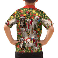 Christmas Dogs Hawaiian Shirt with Santa Hats and Festive Ornament Pattern - Wonder Print Shop