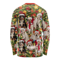 Christmas Dogs Long Sleeve Shirt with Santa Hats and Festive Ornament Pattern - Wonder Print Shop