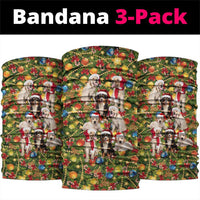 Christmas Dogs Neck Gaiter with Santa Hats and Festive Ornament Pattern - Wonder Print Shop