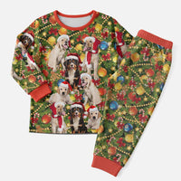 Christmas Dogs Christmas Pajama Set with Santa Hats and Festive Ornament Pattern - Wonder Print Shop
