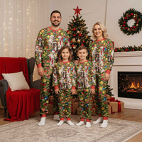Christmas Dogs Christmas Pajama Set with Santa Hats and Festive Ornament Pattern - Wonder Print Shop