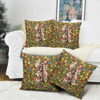 Christmas Dogs Pillow Cover with Santa Hats and Festive Ornament Pattern - Wonder Print Shop
