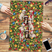 Christmas Dogs Puzzle with Santa Hats and Festive Ornament Pattern - Wonder Print Shop