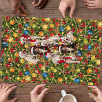 Christmas Dogs Puzzle with Santa Hats and Festive Ornament Pattern - Wonder Print Shop