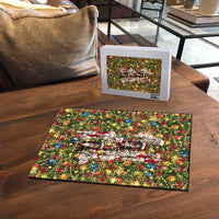 Christmas Dogs Puzzle with Santa Hats and Festive Ornament Pattern - Wonder Print Shop