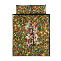 Christmas Dogs Quilt Bed Set with Santa Hats and Festive Ornament Pattern - Wonder Print Shop