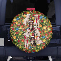 Christmas Dogs Spare Tire Cover with Santa Hats and Festive Ornament Pattern - Wonder Print Shop