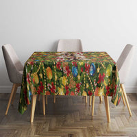 Christmas Dogs Tablecloth with Santa Hats and Festive Ornament Pattern - Wonder Print Shop