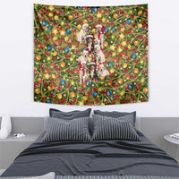 Christmas Dogs Tapestry with Santa Hats and Festive Ornament Pattern - Wonder Print Shop