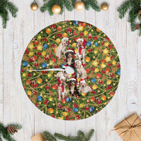 Christmas Dogs Tree Skirt with Santa Hats and Festive Ornament Pattern - Wonder Print Shop