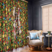Christmas Dogs Window Curtain with Santa Hats and Festive Ornament Pattern - Wonder Print Shop