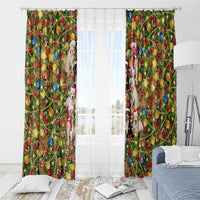 Christmas Dogs Window Curtain with Santa Hats and Festive Ornament Pattern - Wonder Print Shop