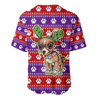 Chihuahua Christmas Baseball Jersey with I’m Not a Chihuahua I’m a Baby Quote and Red Purple Christmas Pattern - Wonder Print Shop
