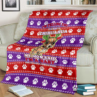 Chihuahua Christmas Blanket with I’m Not a Chihuahua I’m a Baby Quote and Red Purple Christmas Pattern - Wonder Print Shop