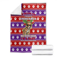 Chihuahua Christmas Blanket with I’m Not a Chihuahua I’m a Baby Quote and Red Purple Christmas Pattern - Wonder Print Shop