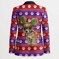Chihuahua Christmas Blazer with I’m Not a Chihuahua I’m a Baby Quote and Red Purple Christmas Pattern - Wonder Print Shop