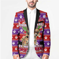 Chihuahua Christmas Blazer with I’m Not a Chihuahua I’m a Baby Quote and Red Purple Christmas Pattern - Wonder Print Shop