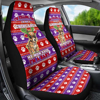 Chihuahua Christmas Car Seat Cover with I’m Not a Chihuahua I’m a Baby Quote and Red Purple Christmas Pattern - Wonder Print Shop