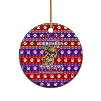 Chihuahua Christmas Ceramic Ornament with I’m Not a Chihuahua I’m a Baby Quote and Red Purple Christmas Pattern - Wonder Print Shop