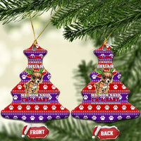 Chihuahua Christmas Ceramic Ornament with I’m Not a Chihuahua I’m a Baby Quote and Red Purple Christmas Pattern - Wonder Print Shop