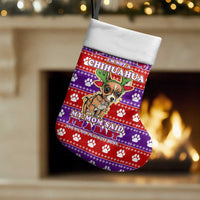 Chihuahua Christmas Stocking with I’m Not a Chihuahua I’m a Baby Quote and Red Purple Christmas Pattern - Wonder Print Shop