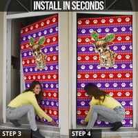 Chihuahua Christmas Door Cover with I’m Not a Chihuahua I’m a Baby Quote and Red Purple Christmas Pattern - Wonder Print Shop