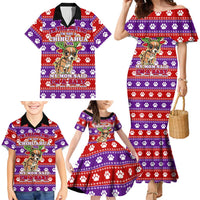 Chihuahua Christmas Family Matching Mermaid Dress and Hawaiian Shirt with I’m Not a Chihuahua I’m a Baby Quote and Red Purple Christmas Pattern - Wonder Print Shop