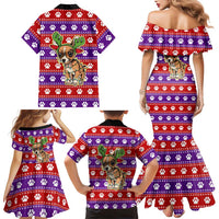 Chihuahua Christmas Family Matching Mermaid Dress and Hawaiian Shirt with I’m Not a Chihuahua I’m a Baby Quote and Red Purple Christmas Pattern - Wonder Print Shop