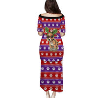 Chihuahua Christmas Family Matching Puletasi and Hawaiian Shirt with I’m Not a Chihuahua I’m a Baby Quote and Red Purple Christmas Pattern - Wonder Print Shop