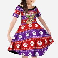 Chihuahua Christmas Family Matching Tank Maxi Dress and Hawaiian Shirt with I’m Not a Chihuahua I’m a Baby Quote and Red Purple Christmas Pattern - Wonder Print Shop