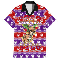 Chihuahua Christmas Family Matching Tank Maxi Dress and Hawaiian Shirt with I’m Not a Chihuahua I’m a Baby Quote and Red Purple Christmas Pattern - Wonder Print Shop