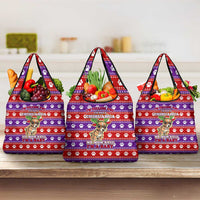 Chihuahua Christmas Grocery Bag with I’m Not a Chihuahua I’m a Baby Quote and Red Purple Christmas Pattern - Wonder Print Shop